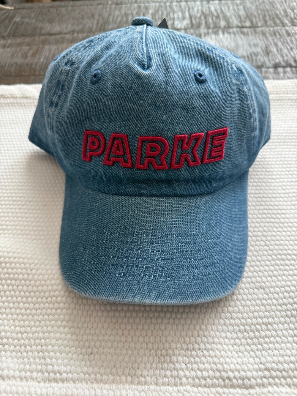 PARKE Denim Baseball Cap - Blue with Red Embroidery